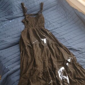 Abercrombie & Fitch Low Back Tiered Black Maxi Dress